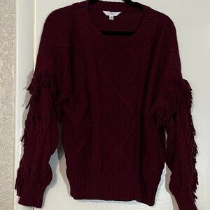 Maroon Fringe Sweater